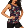 thumbnail image 2 of Gukieu Roses Skulls Print Women's Quick-drying Fitness Vest, Round Neck Sleeveless Fitness T-shirt, Suitable for Yoga, Sports-Small, 2 of 7