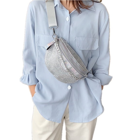 Rhinestone Chest Bag For Women Fanny Packs Belt Bags Crossbody Bags Waist Pouch Purse for Girls Party Outdoor Traveling Beach