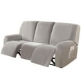 thumbnail image 2 of 3-Seater Stretch Recliner Chair Cover Elastic Armchair Sofa Couch Slipcover(Light Grey), 2 of 12