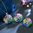thumbnail image 6 of Multicolor CZ Flower Half Round Earrings Necklace Set Fashion 925 Silver Jewelry, 6 of 8
