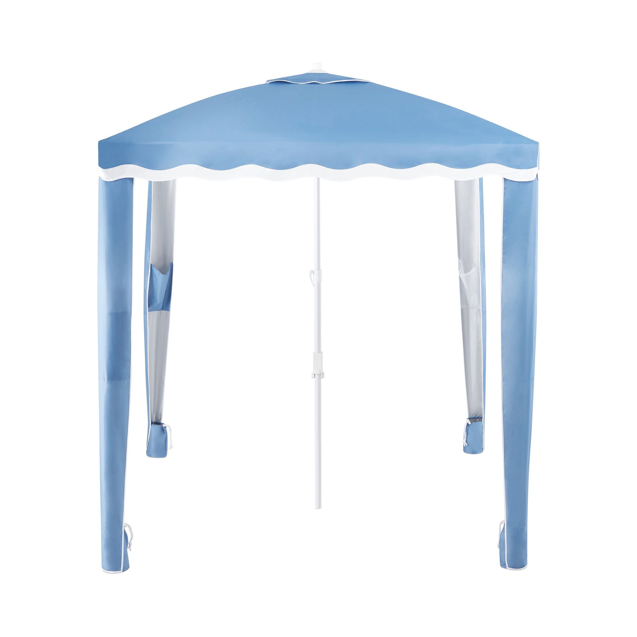 Mainstays 6 ft Blue Cabana Beach Umbrella, Sun Protection