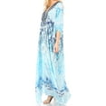 thumbnail image 3 of Sakkas Yeni Women's Short Sleeve V-neck Summer Floral Long Caftan Dress Cover-up - TTU389-Turq - One Size, 3 of 5