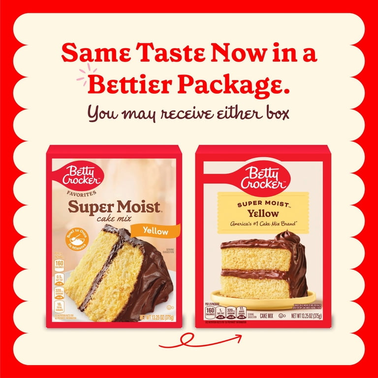 Betty Crocker, Cake Mix, 13.25 oz, Super Moist Yellow - Walmart.com