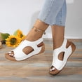 thumbnail image 6 of LUOGENLI Female Sandals for Women Heel Ladies Summer Retro Solid Colour Leather Slope Heel Thick Bottom Fish Mouth Sandals Womens Sandals with Back Strap Comfortable 40, 6 of 9