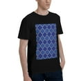 thumbnail image 2 of Bingfone Blue Gold Grid Lantern Shapes Men'S Loose Fit Short-Sleeve Pocket T-Shirt, 2 of 7