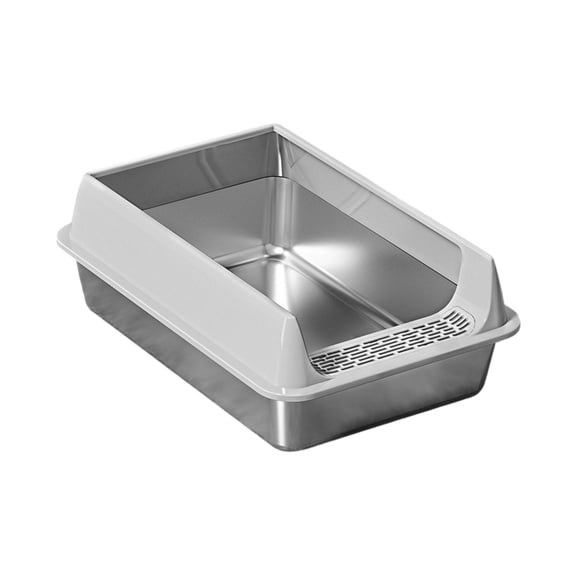 Half Open Stainless Steel Cats Litter Box With Low Entry Cats Toilet for Home Use