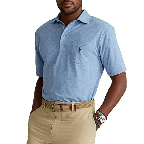 Polo Ralph Lauren Classic Fit Performance Super-Soft Men's Short Sleeve Polo  Shirt with Pocket (XX-Large, Blue Heather) 