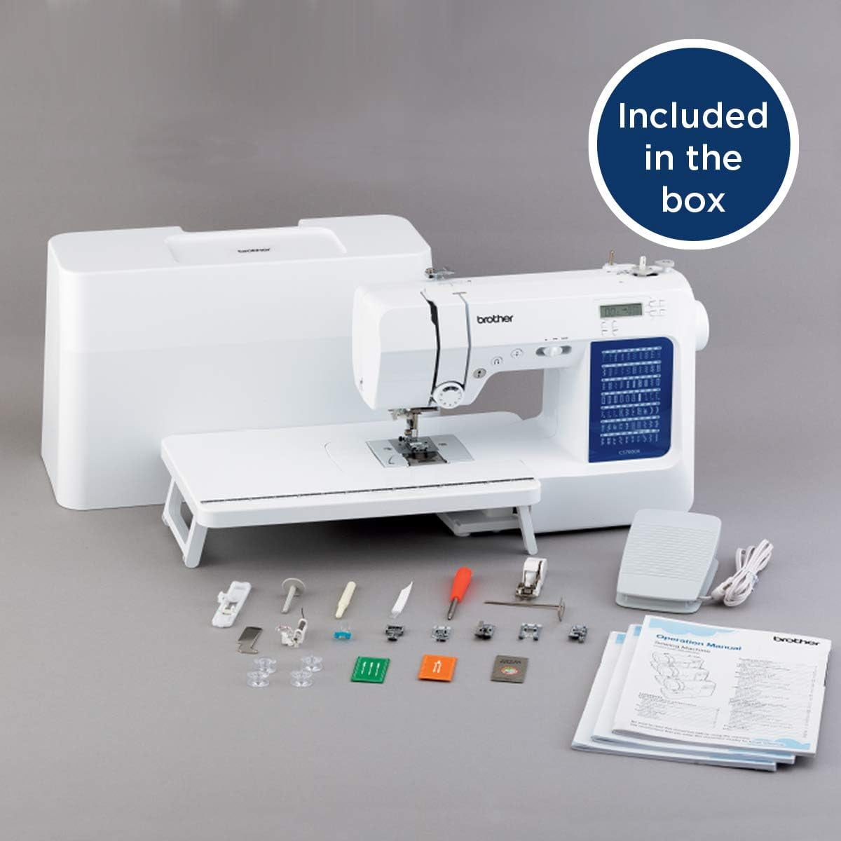 Brother CS7000X Computerized Sewing and Quilting Machine, Hard Plastic Storage and Carry Case, Premium Sewing Thread 6-Pack and 5-Piece Sewing Machine Needles