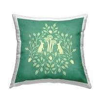 Stupell Industries Turquoise Botanical Rabbits Decorative Printed Throw Pillow Design by Katie O'Shea .