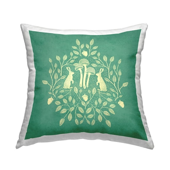 Stupell Industries Turquoise Botanical Rabbits Decorative Printed Throw Pillow Design by Katie O'Shea .