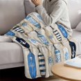 thumbnail image 3 of Blue Nautical Blanket Soft Cozy Warm Throw Blanket for Couch, Plush Fuzzy Flannel Fleece Blankets for Sofa, Vintage Beach Summer Sailing Coastal Bed Blankets Lightweight Gifts for Women, 50"x60", 3 of 9