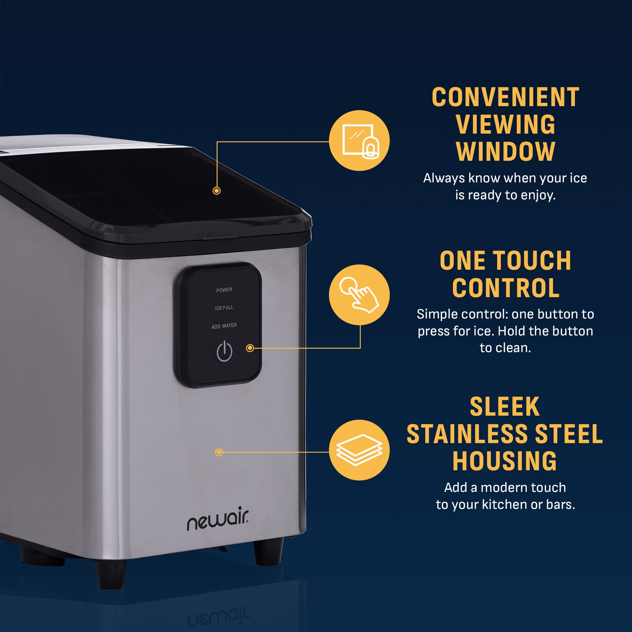 Newair 26 lbs. Mini Ice Maker Countertop, Bullet Ice Maker, Portable and Lightweight