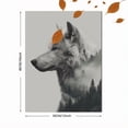 thumbnail image 3 of Black White Wolf Forest Landscape Canvas Print, Minimal Rustic Fantasy Nature Home Wall Decor Art, 3 of 8