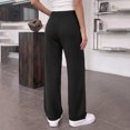 thumbnail image 5 of Kttectoa Women's Pants Knitted High Waist Straight Leg Pants Fashionable Contrasting Hem Loose Casual Lounge, 5 of 5