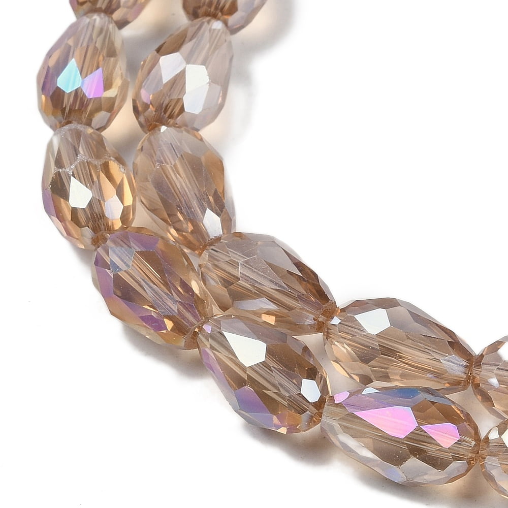 Transparent Electroplate Glass Beads Strands AB Color Plated Faceted Teardrop Camel 11.5x8mm Hole: 1.2mm about 55~57pcs/strand 25.59''(65cm)
