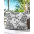thumbnail image 4 of Outdoor Pillows Waterproof, Grey Coastal Throw Pillows with Inserts Included, Beach Starfish Nautical Coral Shell Summer Indoor Outdoor Decorative Lumbar Pillow for Bed/Couch/Patio 16"x16", 1Pcs, 4 of 8