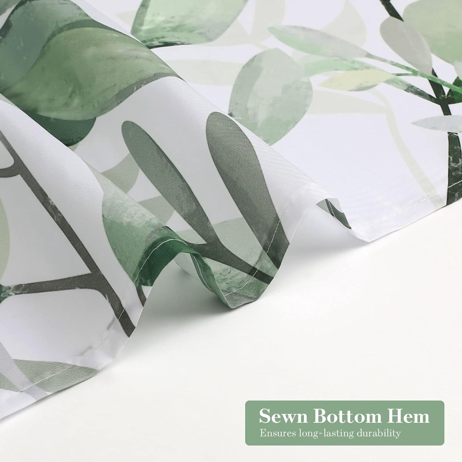 Extra Long Leaves Shower Curtain 72 x 84, Vintage Bathroom Shower Curtain with Plant Leaves, XL Rustic Spring Fabric Cloth Shower Curtains for Chic Bathroom Decor
