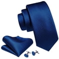 thumbnail image 2 of Set de Corbata Azul a Rayas de Seda Barry.Wang, Largo 150 cm, 2 of 5