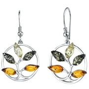 Genuine Baltic Amber Tree stud earrings in Sterling Silver
