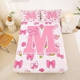 thumbnail image 5 of jejeloiu Coquette Bowknot Monogram M Queen Sheet Sets For Girls,3D Cartoon Floral Blossom Bed Set,4pcs, 5 of 6