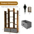 thumbnail image 3 of Costway Industrial Bookshelf Rustic Wooden Shelf Organizer with 2 Non-woven Fabric Drawer Brown, 3 of 9