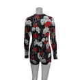 thumbnail image 4 of Women Long Sleeve Romper, V-neck Tight Bodysuit, Floral Print Pajamas, 4 of 6