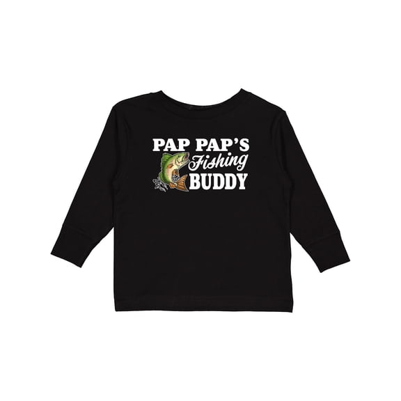 Inktastic Pap Pap's Fishing Buddy with White Text Boys Long Sleeve Toddler T-Shirt