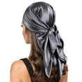 thumbnail image 1 of Bandeau Gris Femme Mode Uni Satin Foulard Carré Léger Foulards de Cou Bandana pour Cheveux Foulard de Cou, 1 of 4