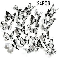 LAMIRO 12/24PCS Wall Stickers Bedroom 3D Butterfly Accessories Black