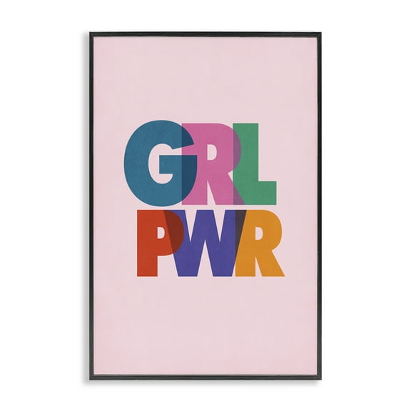 Stupell Industries Girl Power Pastel Text Text & Numbers Painting Black Framed Art Print Wall Art, 12 x 18