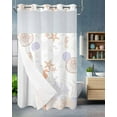 thumbnail image 2 of No Hook Shower Curtain, Coastal Stall Bathroom Curtains with Snap in Liner, Orange Brown Coral Starfish Jellyfish Seahorse Waterproof Washable Fabric Shower Curtain Set, 54" x 78", 2 of 9