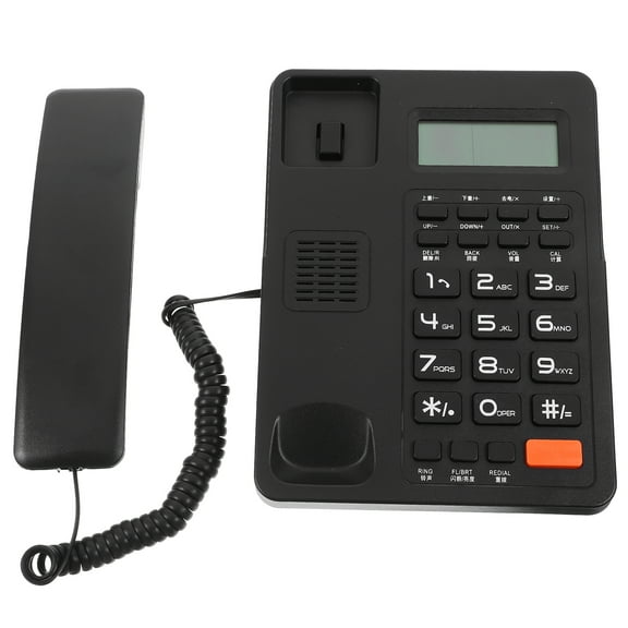 POPETPOP Business Fixed Phone Caller ID Telephone Home Office Landline Phone With LCD Screen (Black)