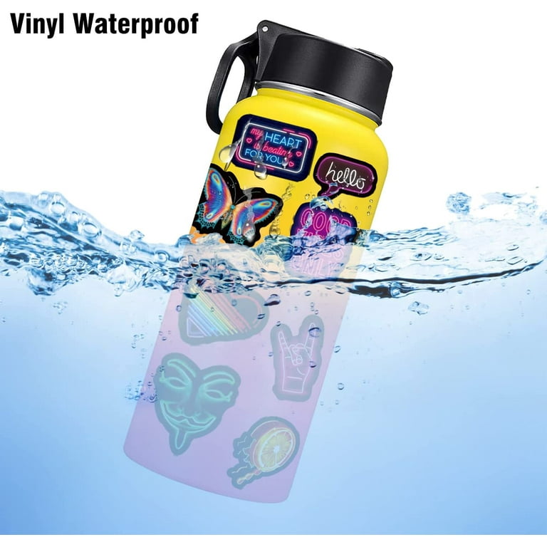 100 PCS Water Bottle Stickers, Neon Stickers Decal, Waterproof Vinyl  Stickers for Car, Laptop, Skateboard, Water Bottle, Luggage, Phone,  Graffiti