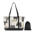thumbnail image 7 of FORMRS Canvas Laptop Tote Bag for Women with 15.6" Computer Compartments Shoulder Handbag, White Cute Cats, 7 of 7