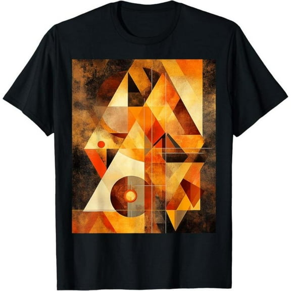 Modern Art Graphic Tee T-Shirt Abstract Cotton Top Geometric Shapes Design Casual Short Sleeve Crew Neck Black S-5XL