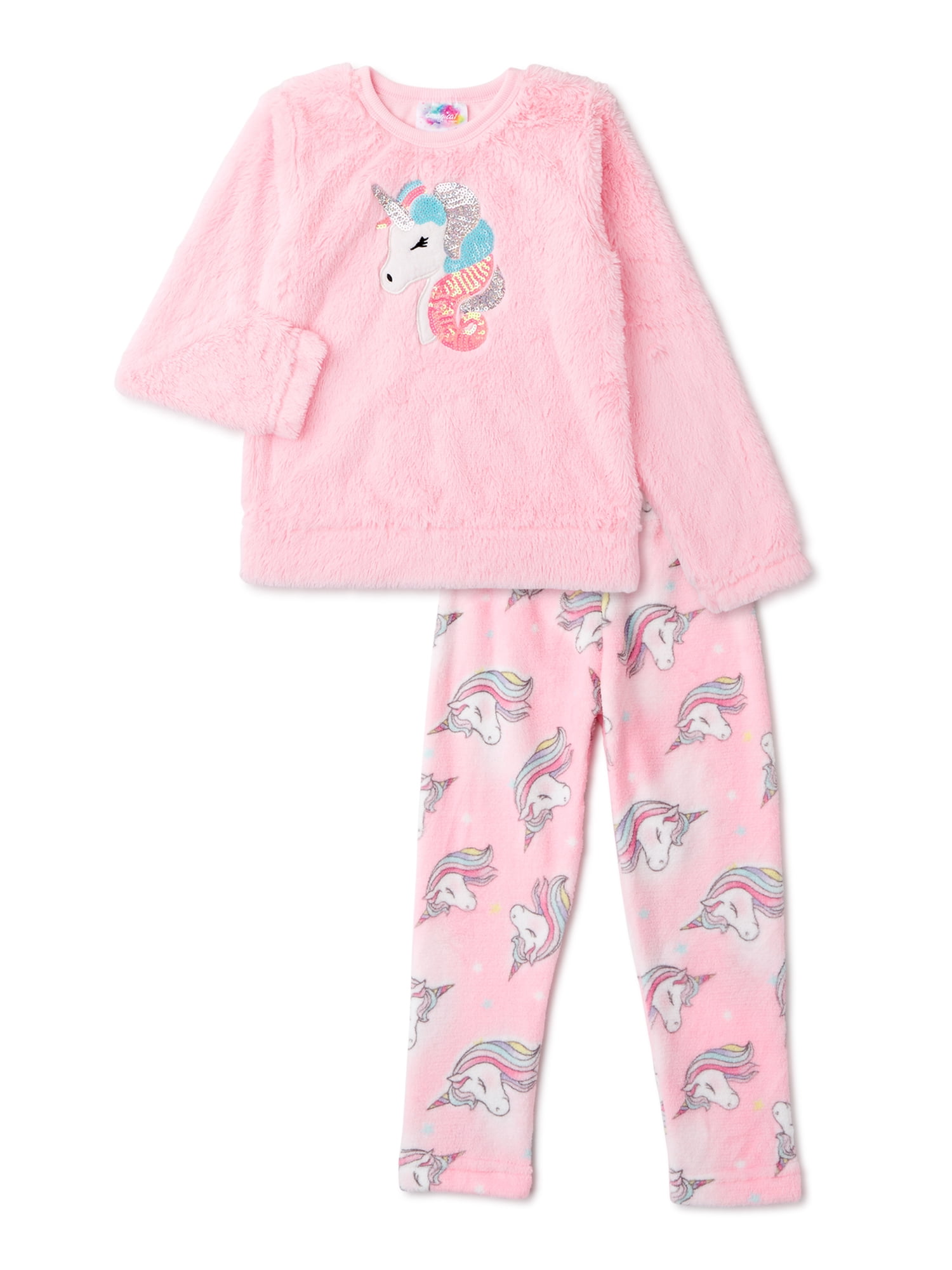 Btween Btween Girls Fluffy Sequin Top and Super Soft Plush Pants