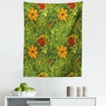 thumbnail image 1 of Floral Tapestry, Funky Flower Foliage Bush with Fractal Retro Jungle Art Design, Fabric Wall Hanging Decor for Bedroom Living Room Dorm, 5 Sizes, Olive Green Vermilion, by Ambesonne, 1 of 1