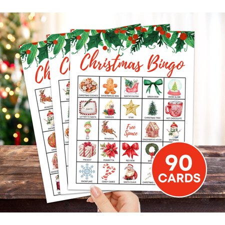 JavaC 90 Christmas Bingo Card Printable Game Christmas Bingo Board Christmas Party Bingo Game Christmas for Holiday Bingo Classroom Activity (No Physical Product)