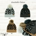thumbnail image 4 of Britt's Knits Snow Leopard Pom Hat Knitted Ribbed Cuff Cold Weather Warm Faux Fur Pom Hat - Black (Women's), 4 of 7