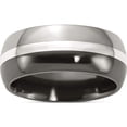 thumbnail image 1 of Titanium/Silver Two-Tone Titanium Black Ti With Sterling Silver Inlay 9mm Polished Band (Size 11.5) Made In United States tb393-11.5, 1 of 5