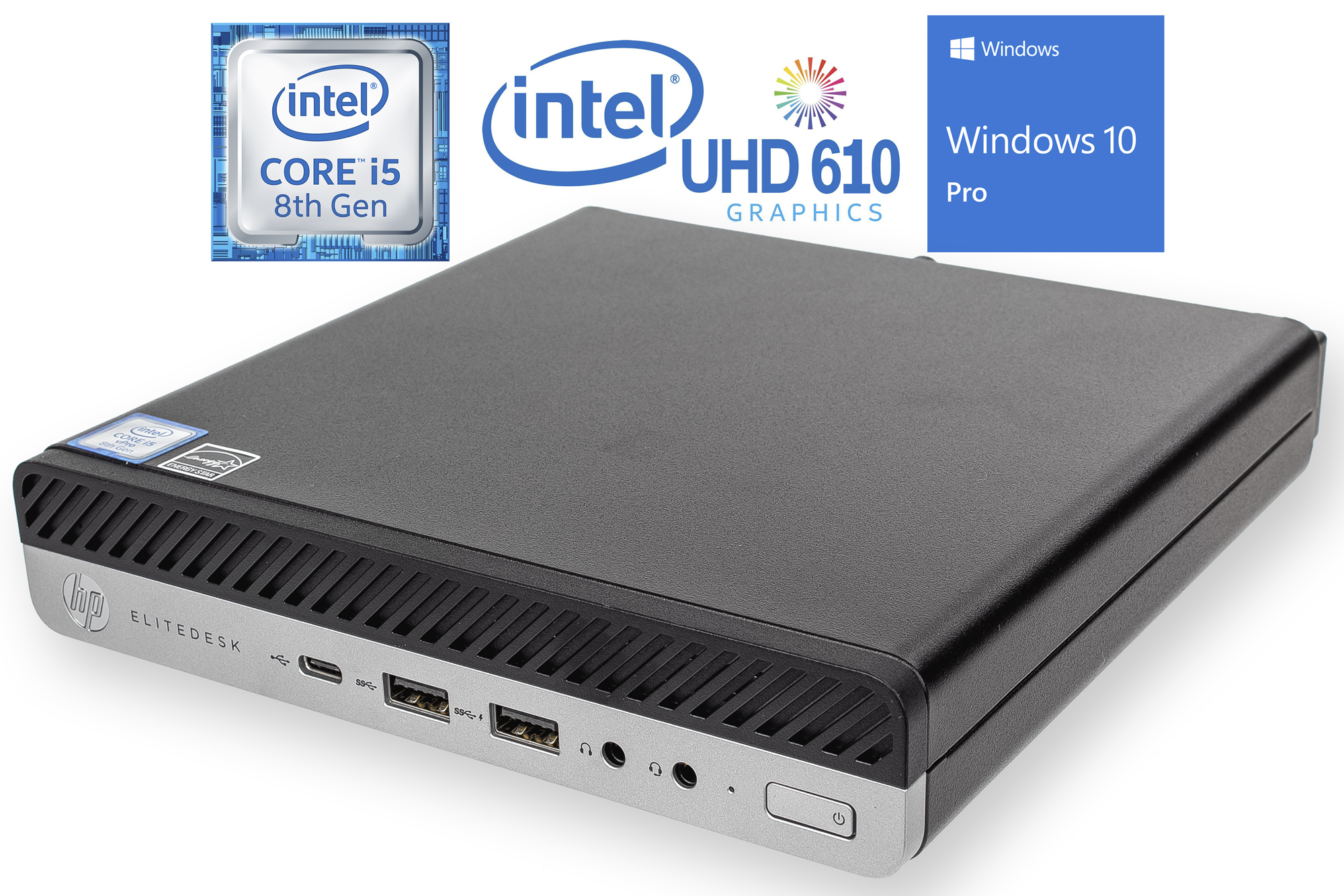 HP EliteDesk 800 G4 Mini PC, Intel Core i5-8500T Upto 3.5GHz, 32GB RAM, 2TB NVMe SSD, DisplayPort, HDMI, Wi-Fi, Bluetooth, Windows 10 Pro - image 2 of 7