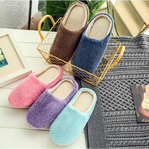 MUSEYA Multi Color Cozy Winter Slippers for Home Use Lightweight Round Toe Indoor Shoes