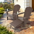 thumbnail image 1 of Costway 2 Pcs Chaise Adirondack d'Extérieur en HDPE pour Patio, Siège de Plage, Ottoman Rétractable, Café, 1 of 9