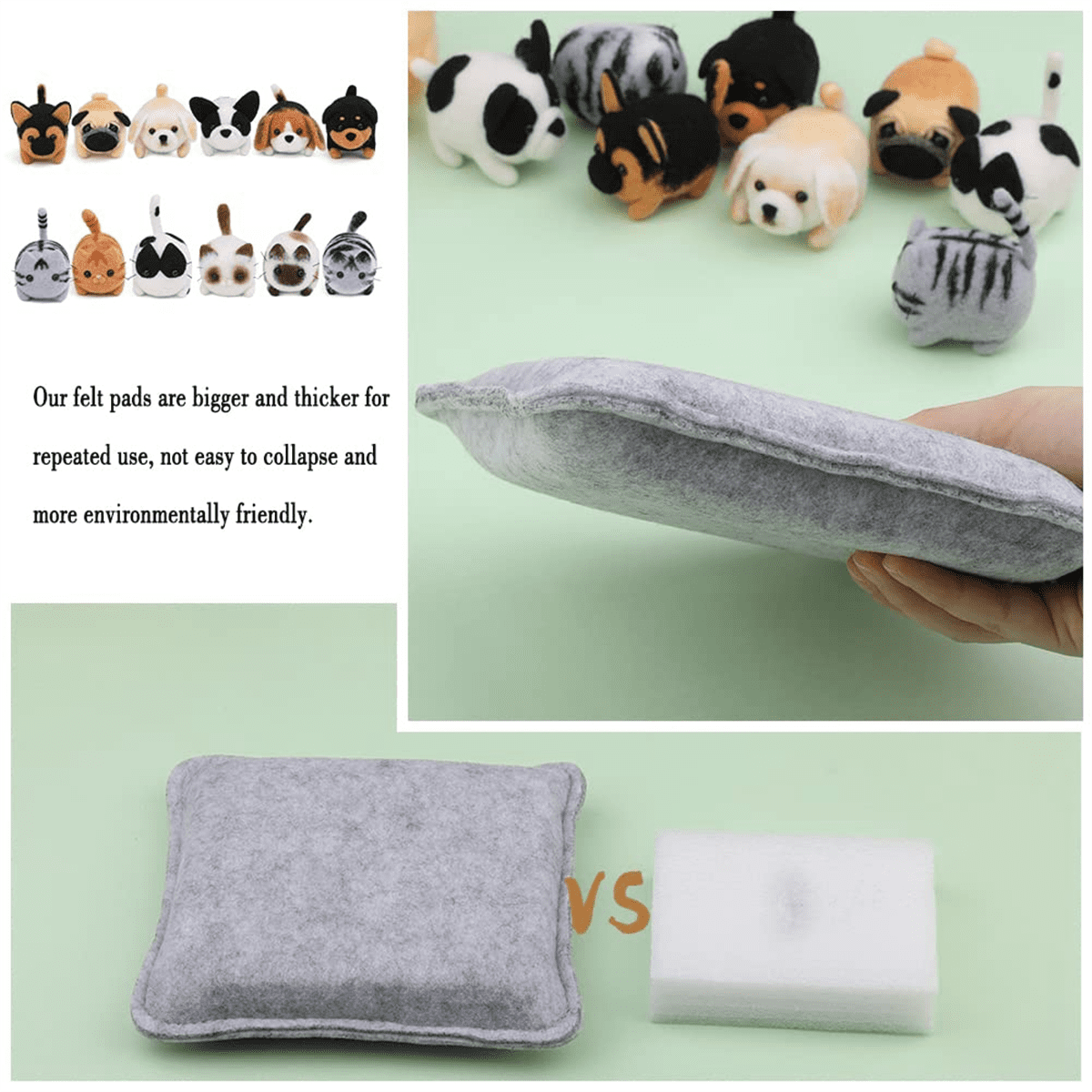 Needle Felting Kit,12 Pcs Doll Wool Beginner Kit with Instruction,Felting Foam Mat and DIY Craft