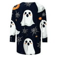 thumbnail image 5 of Hvot&aat Halloween Shirts for Women Funny Cute Ghost Graphic Sweatshirts Halloween Pumpkin/Bat/Spiderweb Prints Loose Casual T-Shirts, 5 of 6