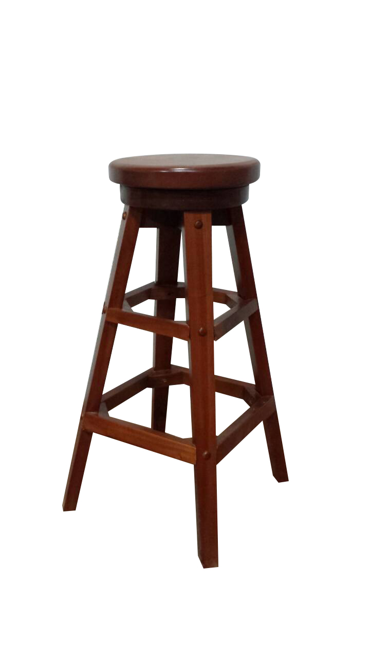 Urnporium 30"" solid mahogany wood swivel bar stool