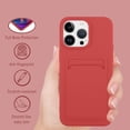 thumbnail image 4 of Silicone Compatible with iPhone 15 Pro Case, Card Holder Camera Protection Cover + Screen Protector, Card Slot Case  for Phone 15 Pro Phone Case -Red, 4 of 12