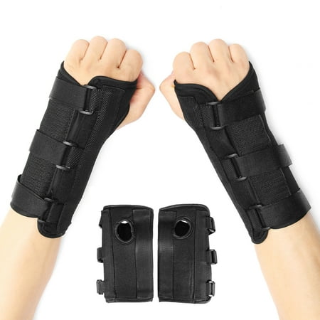1Pair Breathable Medical Carpal Tunnel Wrist Brace Right and Left Hands Splint Support Arthritis Sprain Gym Hand Protector 3 Straps Adjustable Removable Metal Strips