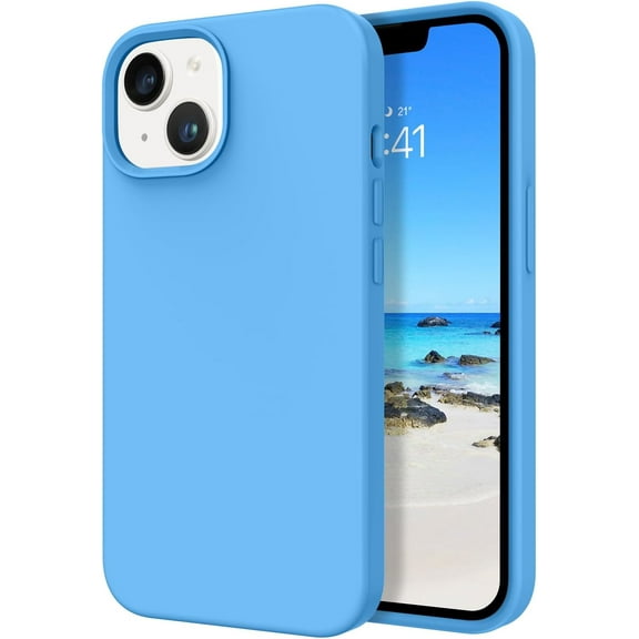 iPhone 14 Case, Liquid Silicone Soft Gel Rubber iPhone 14 Phone Case Slim Thin Phone Case with Microfiber Lining Shockproof Protective Phone Cases Cover for 6.1 inch iPhone 14, Sea Blue