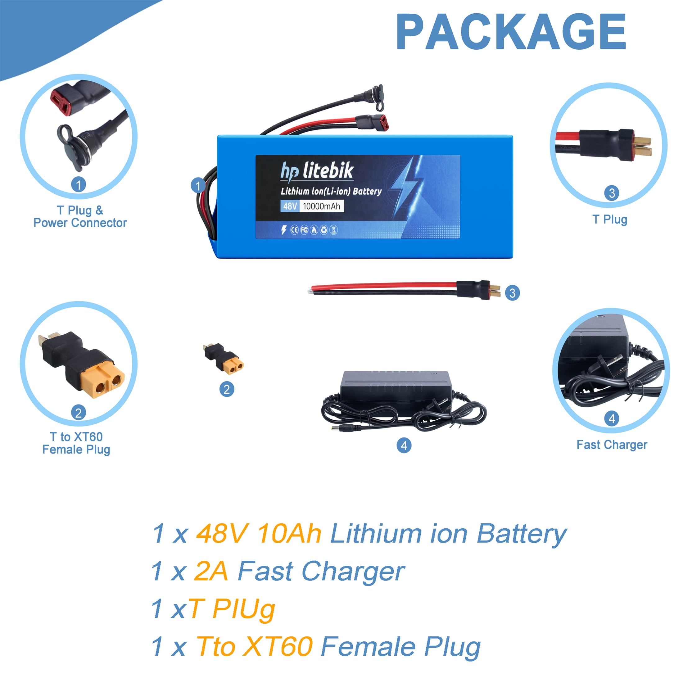 48v 10ah Battery Bicycle 48v Lithium Battery Pack Ebike Battery 750W for Adult Electric Bike